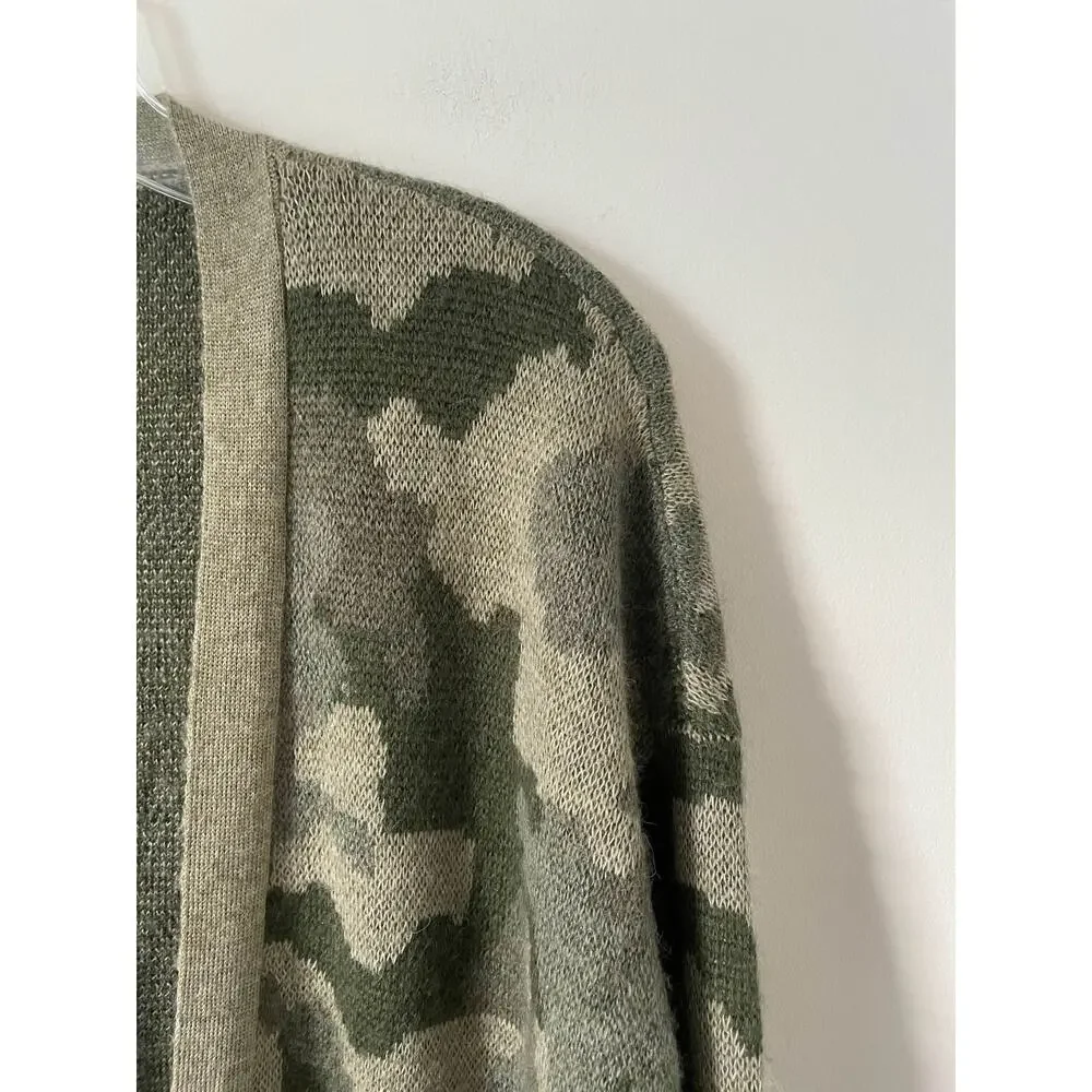 American Eagle Camouflage Oversized Long Open Front Cardigan Army Green Size XS